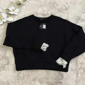 Maje Tops Maje Sweatshirt With Lace Details Black Size